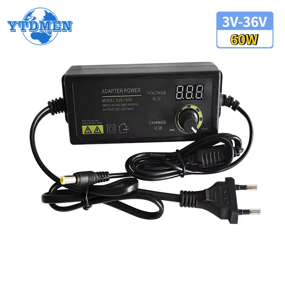 

Adjustable Power Supply Adapter 3-36V 60W with Display Screen Voltage Regulation Power Adapter Universal 220V To 12V 24V Charger