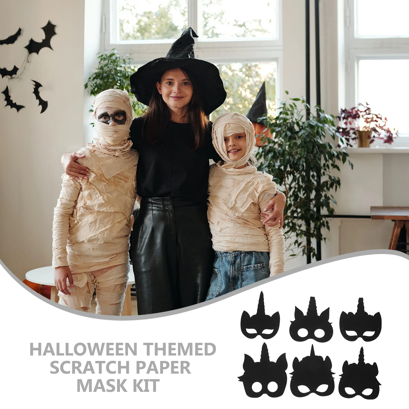 

1Set Unicorn Mask DIY Craft Kit Scratch Paper Thick Durable Kids Scratch Mask Halloween Kids Party Birthday Gift