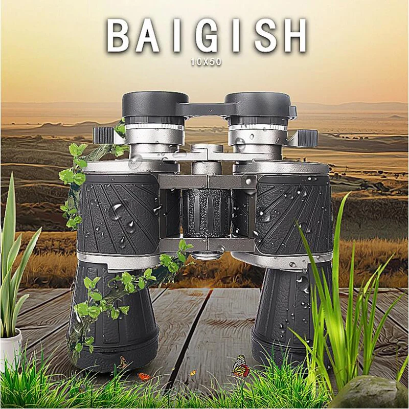 Baigish Russian 10x50 Binoculars Powerful Military Lightweight Telescope HD Professional Waterproof for Hunting Bird Watching
