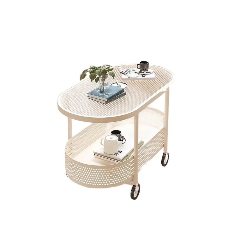 Small trolley simple movable sofa side table light luxury tempered glass modern bedside side cabinet small coffee table