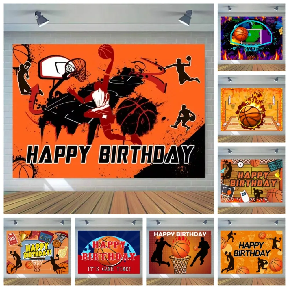 

Basketball Court Basketball Game Theme Banner Background Cloth, Children's Birthday Party, Home Decoration Photography Backdrop