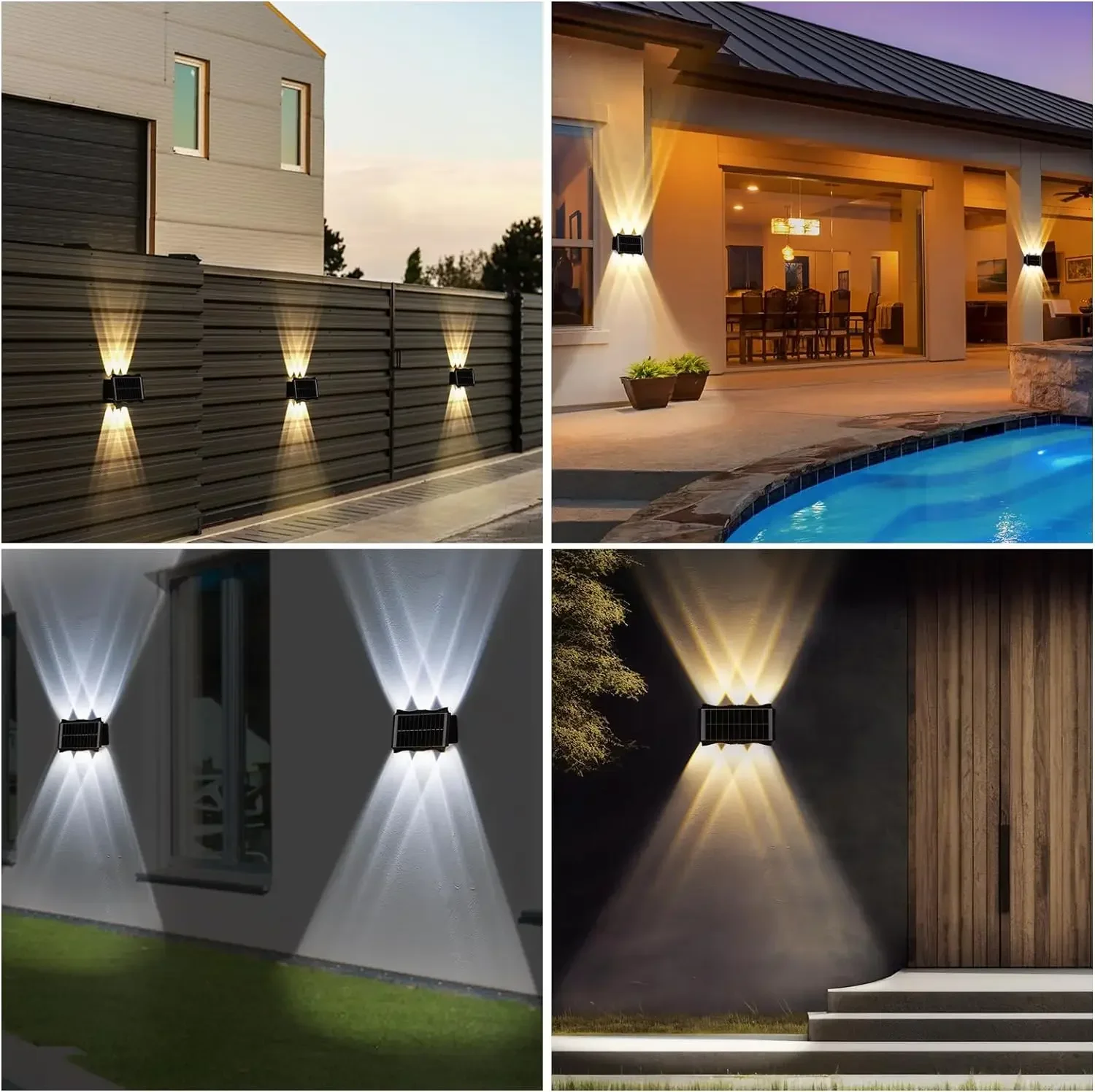 Lámpara Solar de pared 4/6/8LED, iluminación luminosa arriba y abajo, luz decorativa impermeable para exteriores, para jardín, balcón, patio, pared