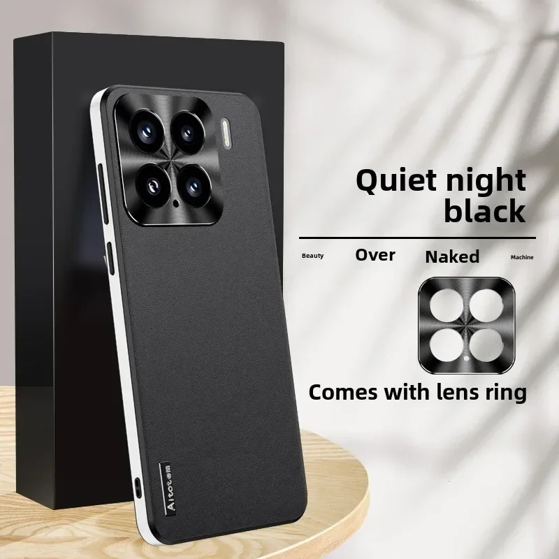

Для XiaoMi 13 Pro 14 15 ультра металлические линзы, полная защита, противоударный чехол для телефона, роскошный кожаный мягкий чехол на заднюю панель