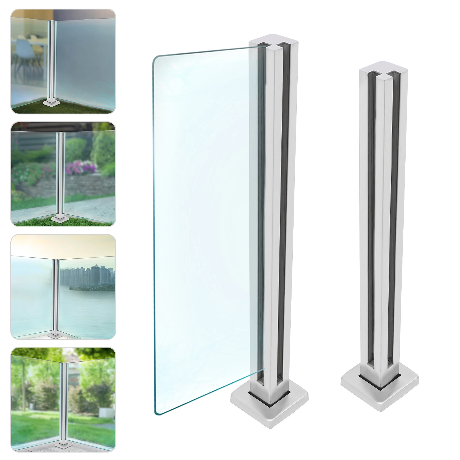 Stainless Steel Balustrade for Balustrade Balcony Deck Stairs, Cannot Add Handrail Version(25.6‘’/ 65cm，35.8”/91cm, Corner Post)