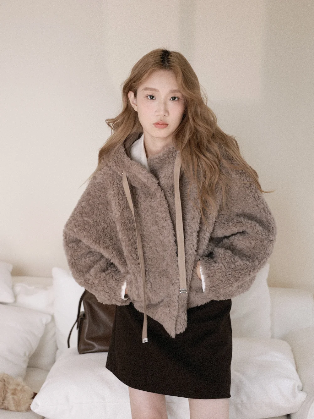 

FLOREATELIER Full Wool ort Coat Women's Loose Warm Slimming Autumn Winter Top Casual Sle Zipper Closure Long Sve