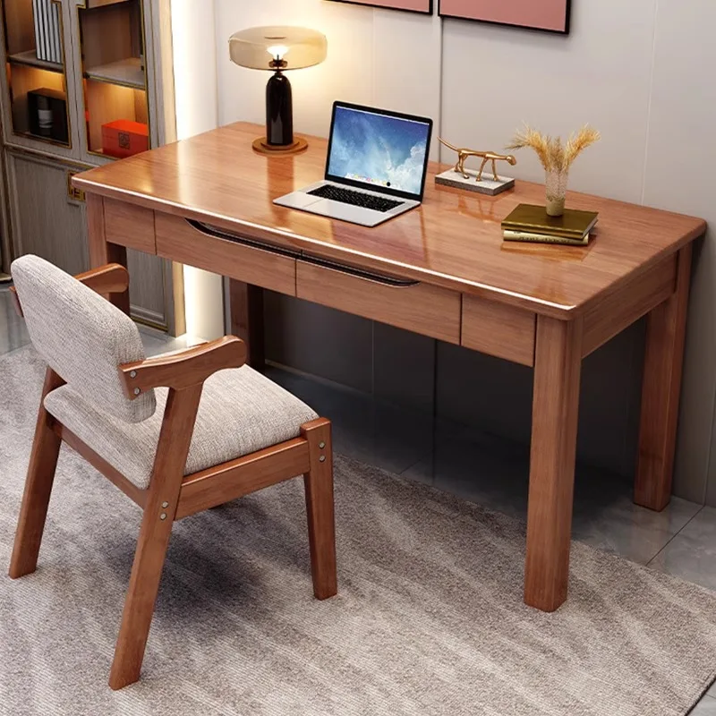 مكتب من الخشب الصلب للمنزل، مكتب كمبيوتر مكتبي بسيط وحديث، مكتب كتابة تعلم غرفة النوم