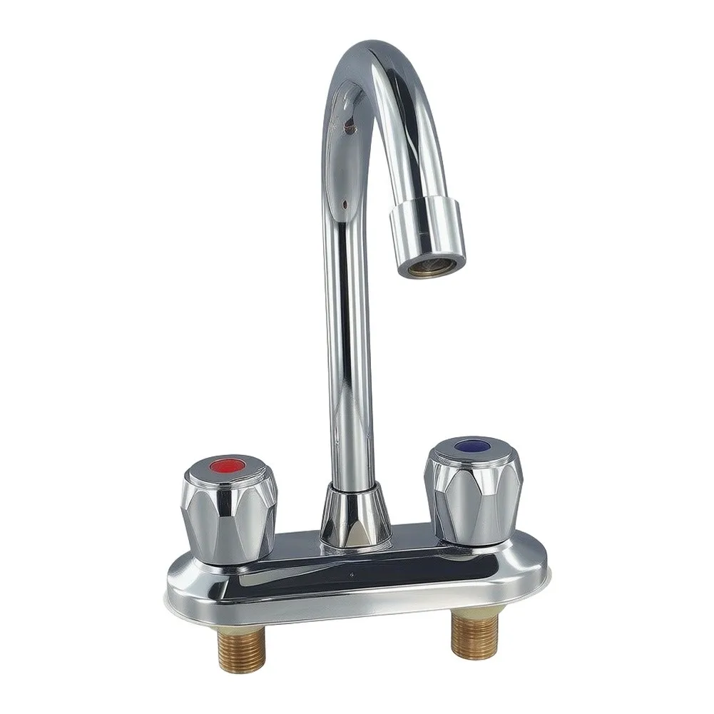 Zinc Alloy Dual Handle Deck Mounted Bathroom Sink Faucet Water Mixer Tap Compatible with Residential Sink Installations