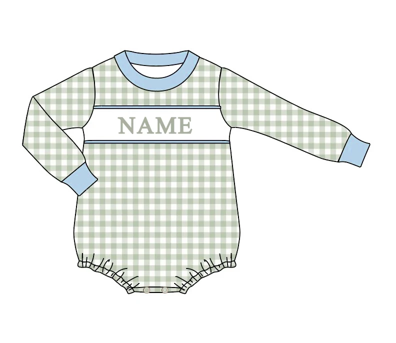 Ropa Girl And Baby Boy New Cotton Customizable Name Styles Presale Models Christmas Green Romper Sets Floral Clothes With Bow