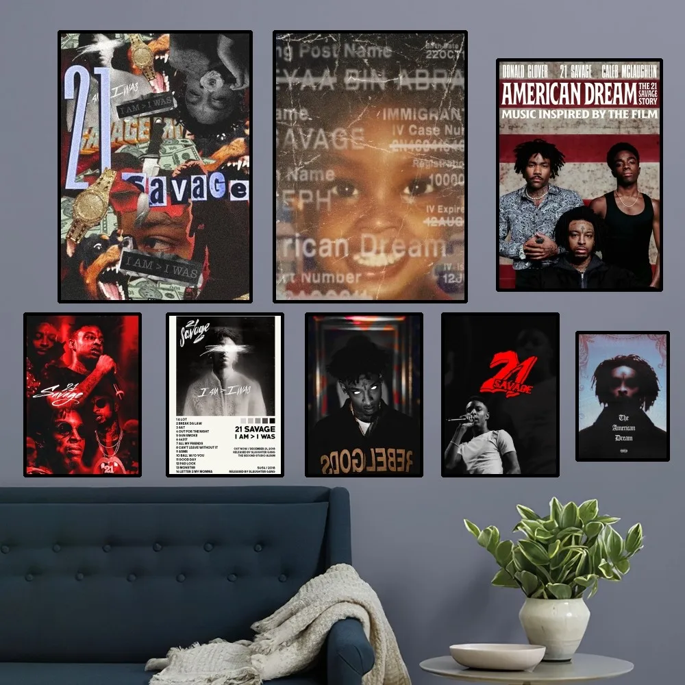 21 Savage Rapper Poster Home Room Decor Livingroom Bedroom Aesthetic Art Wall Painting Stickers