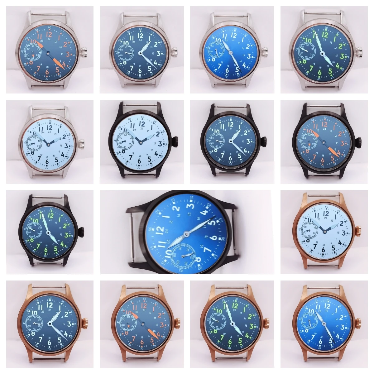 New 42MM Sapphire Glass Watch Part Case With Green Luminous Dial And Hands Fit St3600 Eta 6497 Manual Winding Movement