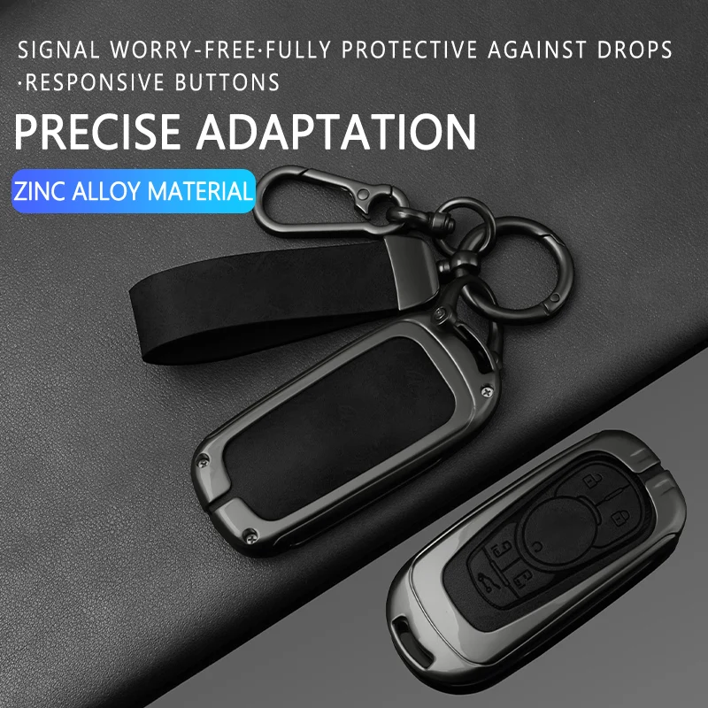 Leather Key Fob Case Cover With Keychain For Buick Envista Enclave Envision Encore GX LaCrosse Regal