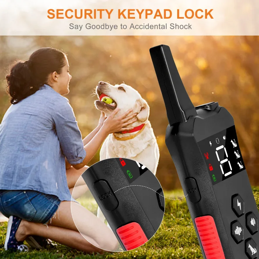 

800 Remote Control Electric Dog Training Collar, Pet Waterproof LCD Display Dog Trainer Bark Stopper for Shock Vibration Sound