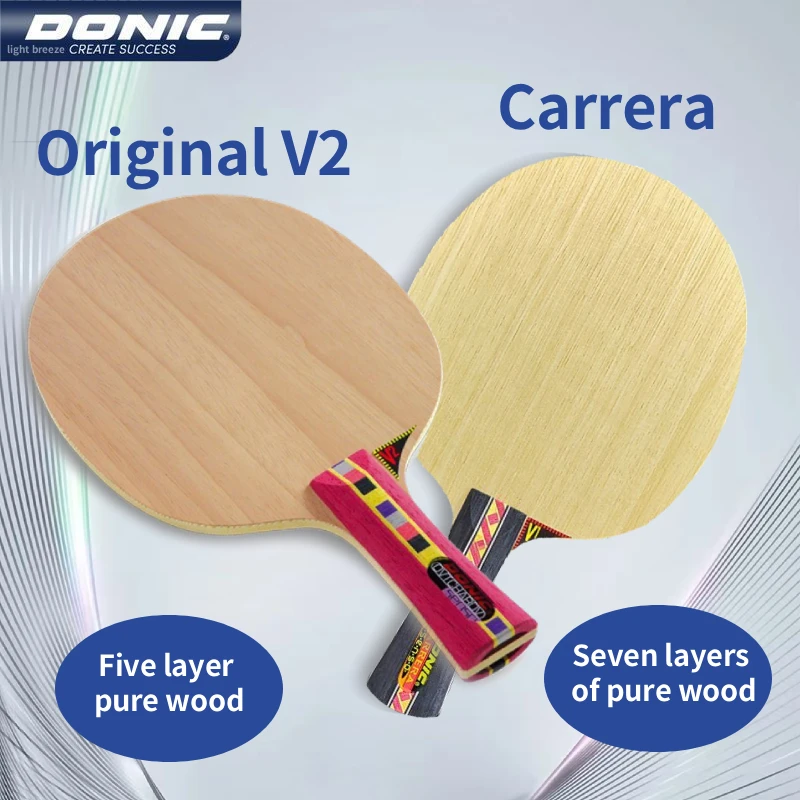 

Authentic DONIC Original V2 Carrera Pure Wood Base Ochalov Table Tennis Paddle Horizontal Plate Straight Plate 33812/33822