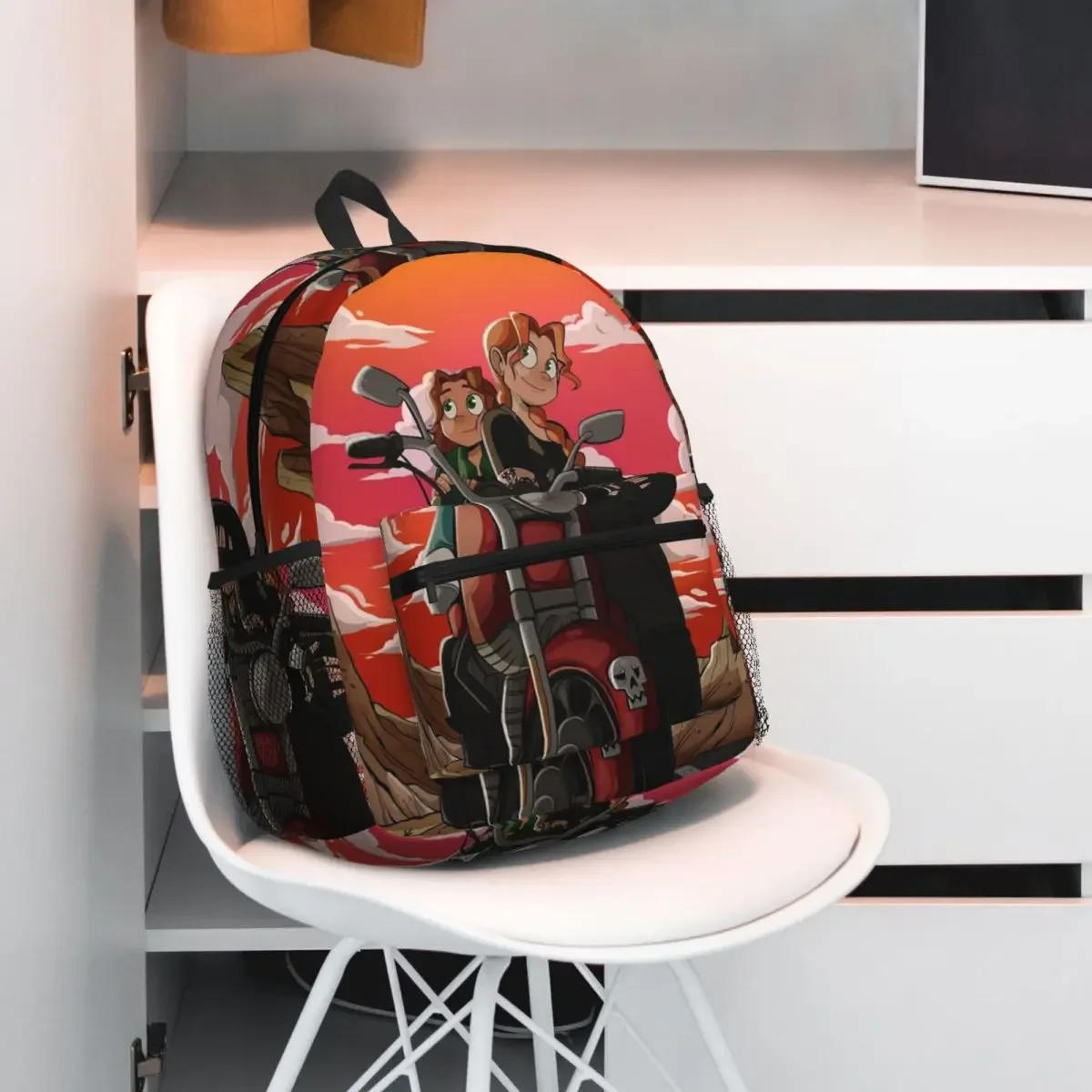 Metal Family Glam And Victoria Student Backpack School Bag Hiking Travel Daypack for Boys Girls Fashion Bookbag Shoulder Bags