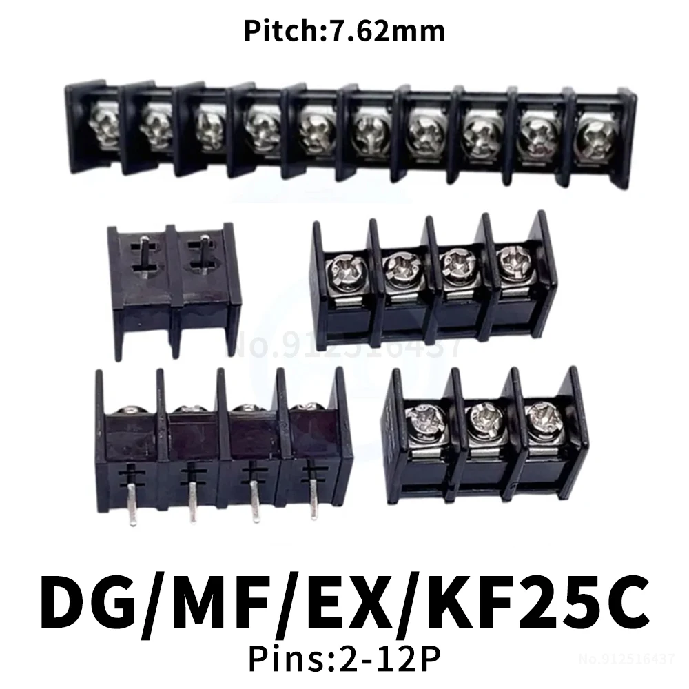 (10 pcs) KF25C 7.62mm fence type Terminal Black PCB middle pin connector 2~12pin DG MF KF EX 25C 7.62