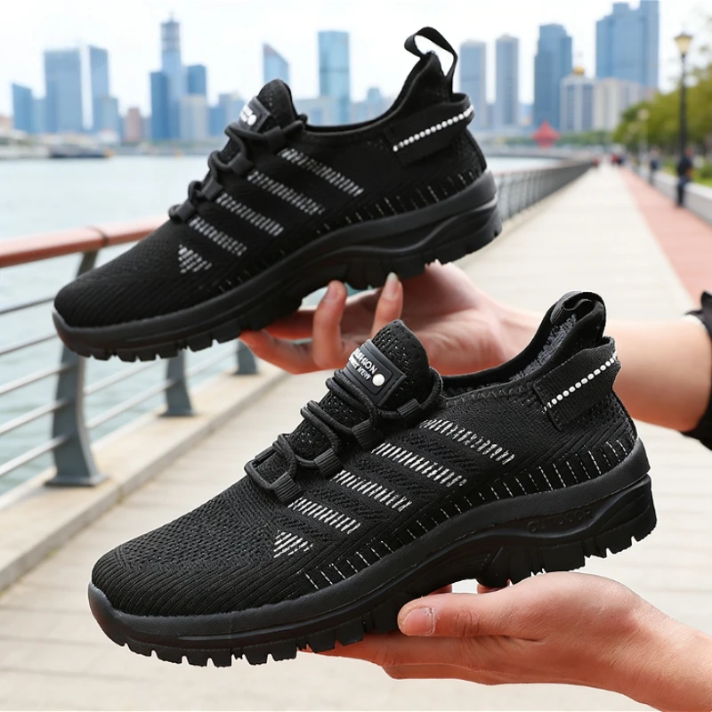 

New Arrival Men's Casual Shoes Breathable Woven Mesh Design Lightweight Non-slip Sole Outdoor Walking Sports Sneakers for Male