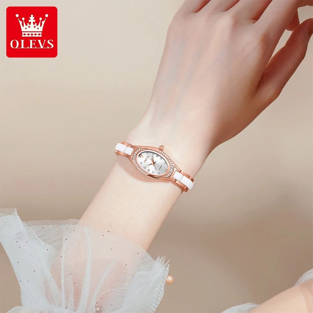 JSDUN ساعات نسائية فاخرة موضة صغيرة الطلب حزام السيراميك العلامة التجارية الأصلية كوارتز ساعة اليد لسيدة فستان مقاوم للماء الاتجاه #4