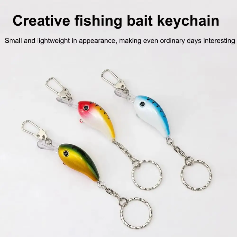 3pcs Metal Construction Fishing Lure Keychains Compact Size 13CM Length Bionic Bait Key Rings Gift Idea Durable