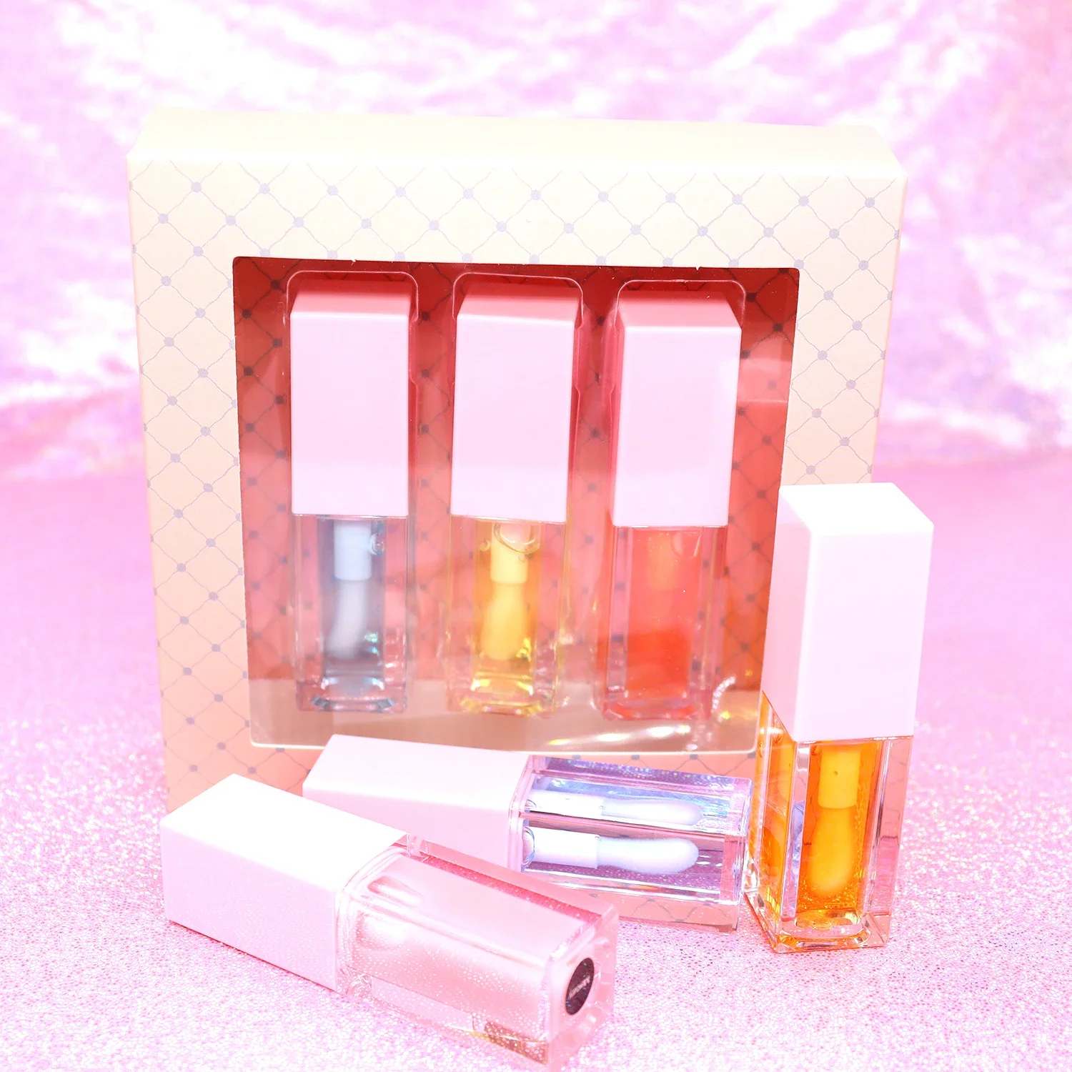 Private Label 3pcs/Kit Lip Oi Custom Logo Moisturizing Light Lips Cosmetic Plumping Mineral Lipgloss Makeup Wholesale Vegan