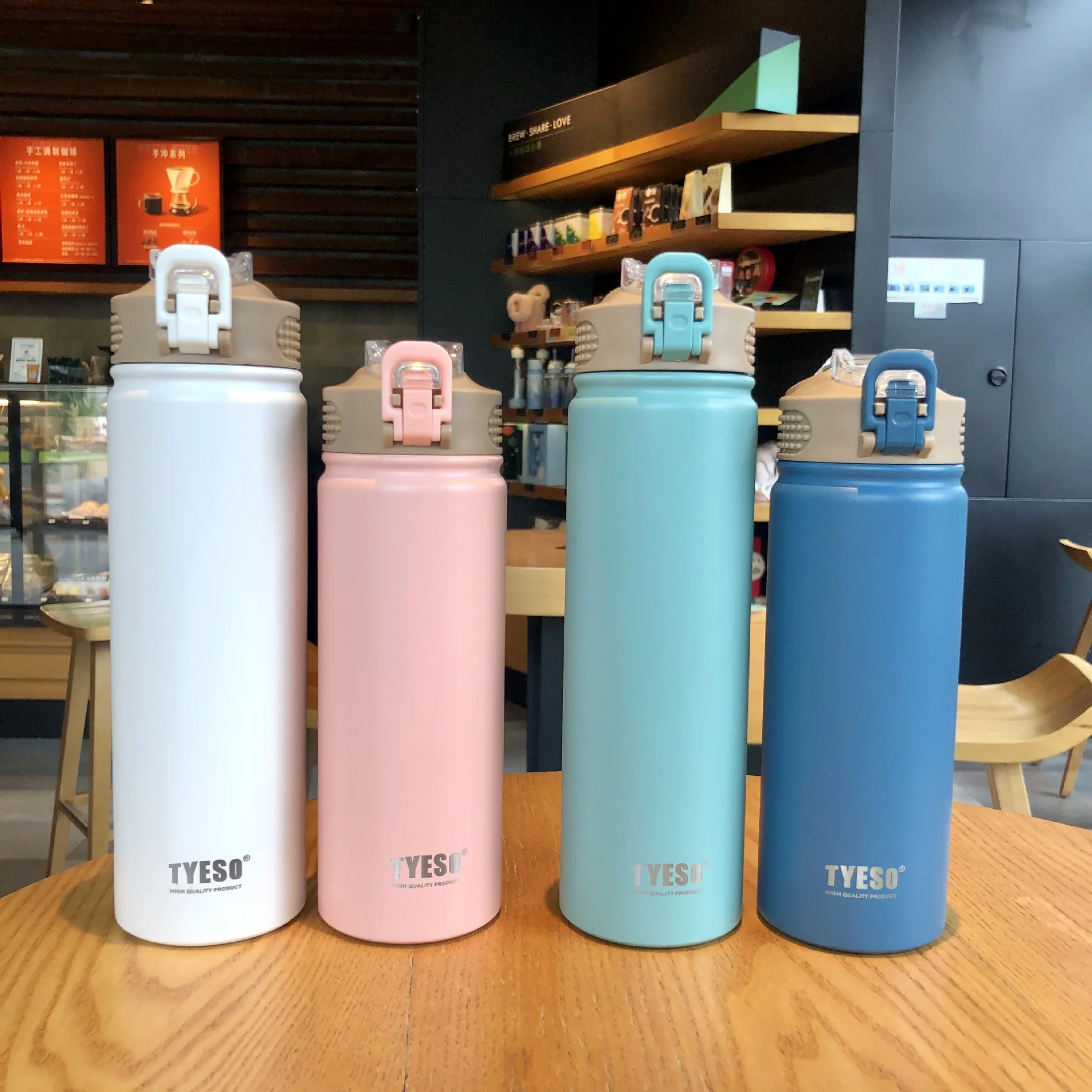 

1pc Thermos Bottle with Straw 530ml 750ml Stainless Steel Thermal Cup Car Insulated Flask Water Tumbler for Outdoor Sports