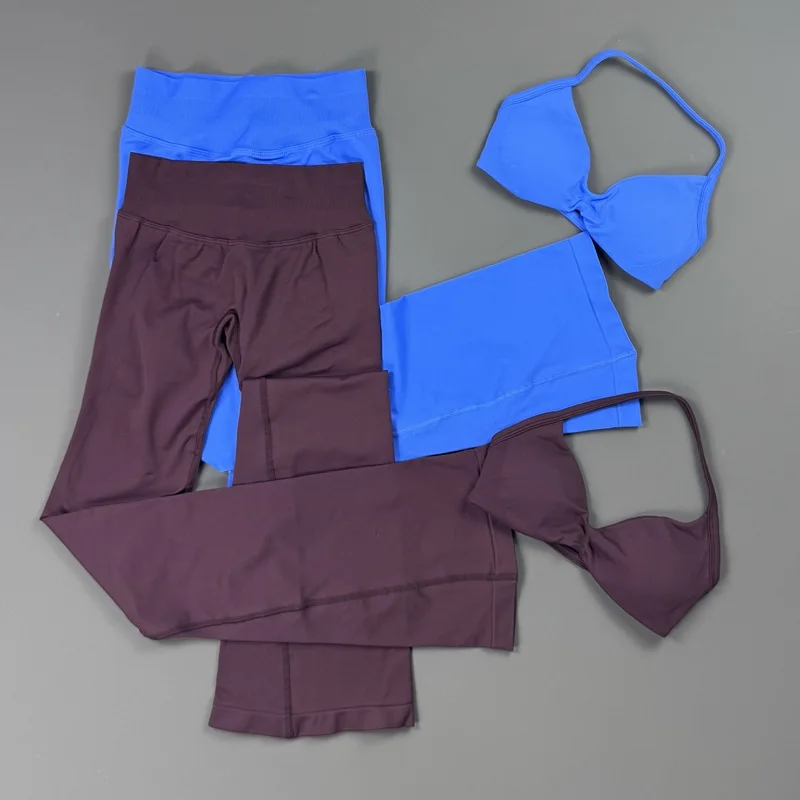 2 Pieces Sports Set Women Halter Sports Bra High Waist Yoga Leggings Seamless High Stretch Suit Gym Fitness Activewear Outfit
