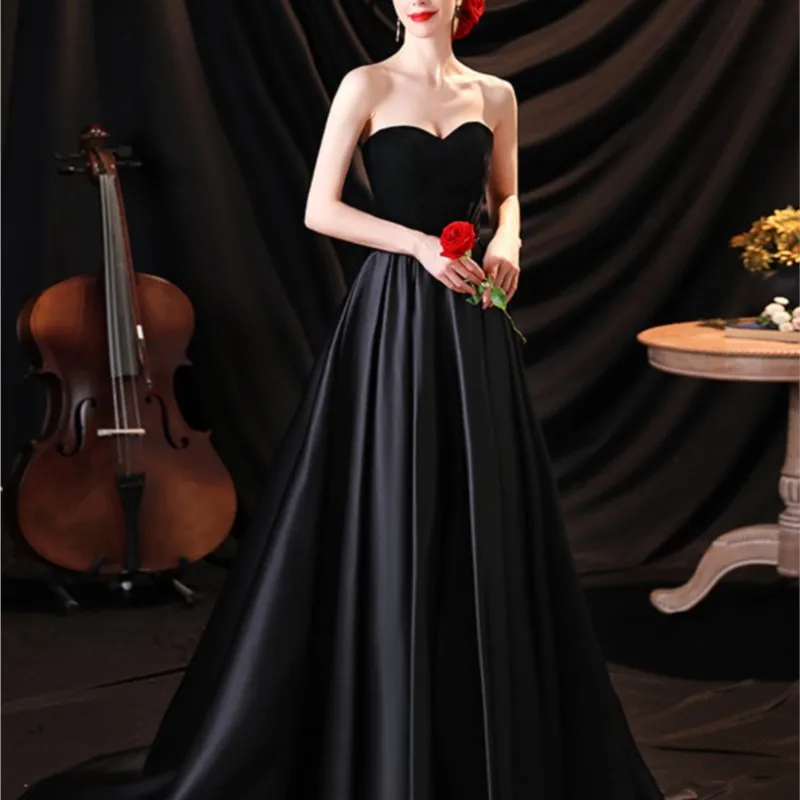 

Elegant Black Birthday Party Evening Solo Recitation Host Dress