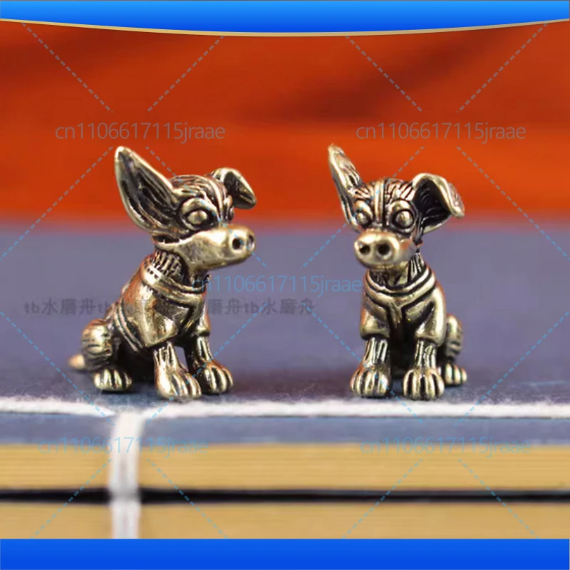 Hand-Carved Solid Brass Dog Statue, Antique Finish Zodiac Animal Figurine, Desk Decor, Office Home Decoration, Unique Gift Idea