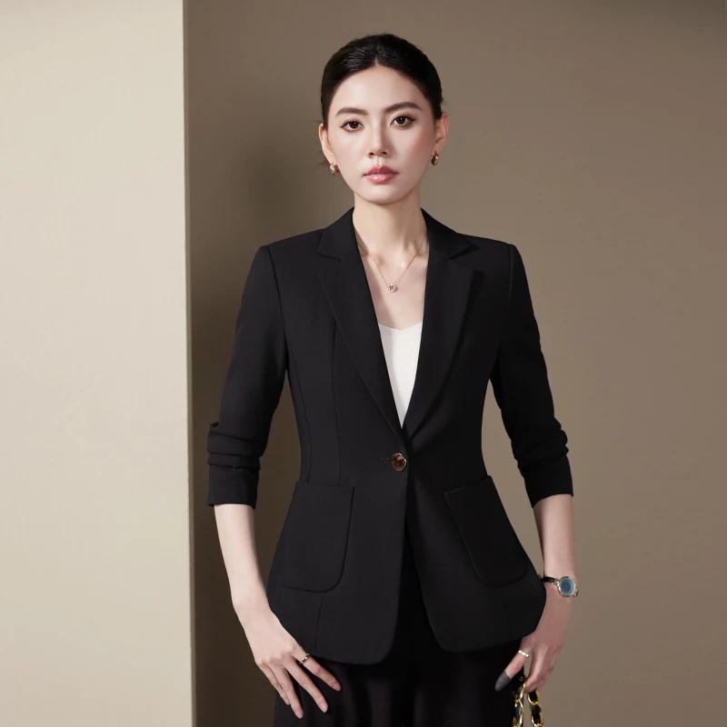 NAVIU Giacca da donna con bottone singolo per giacca autunnale Cappotto da donna Abbigliamento da lavoro da lavoro femminile Giacca formale Capispalla da donna da ufficio