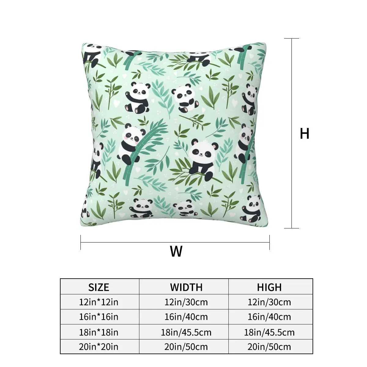 Cartoon Panda And Bamboo Pattern Square Pillowcase Cushion Cover Pillow Case Throw Pillow Cover for Home Sofa Living Room