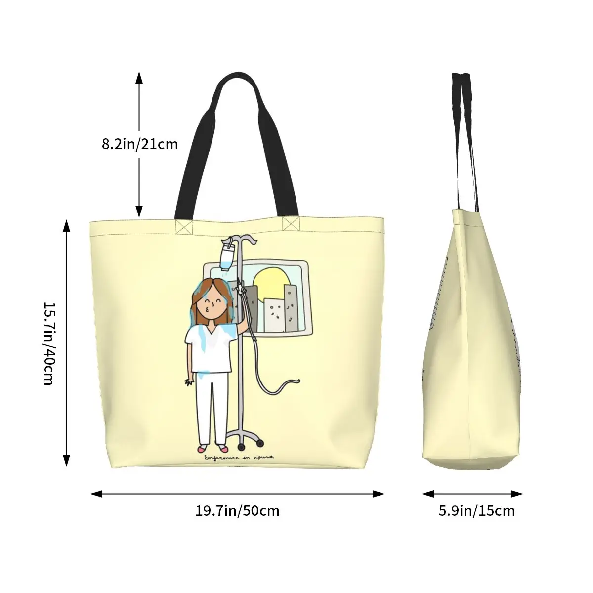 Divertente stampa Enfermera En Apuros Shopping Tote Bag durevole tela spalla Shopper infermiera borsa