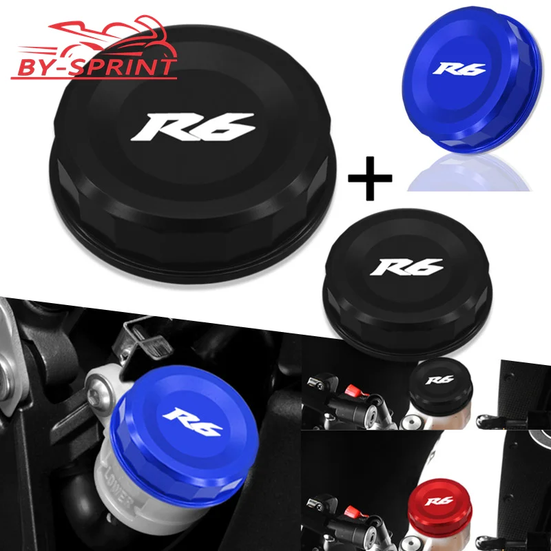 

For Yamaha R6 YZF R6 YZF-R6 2005-2022 2021 Motorcycle CNC Aluminum Front & Rear Brake Fluid Reservoir Cap Cylinder Cover