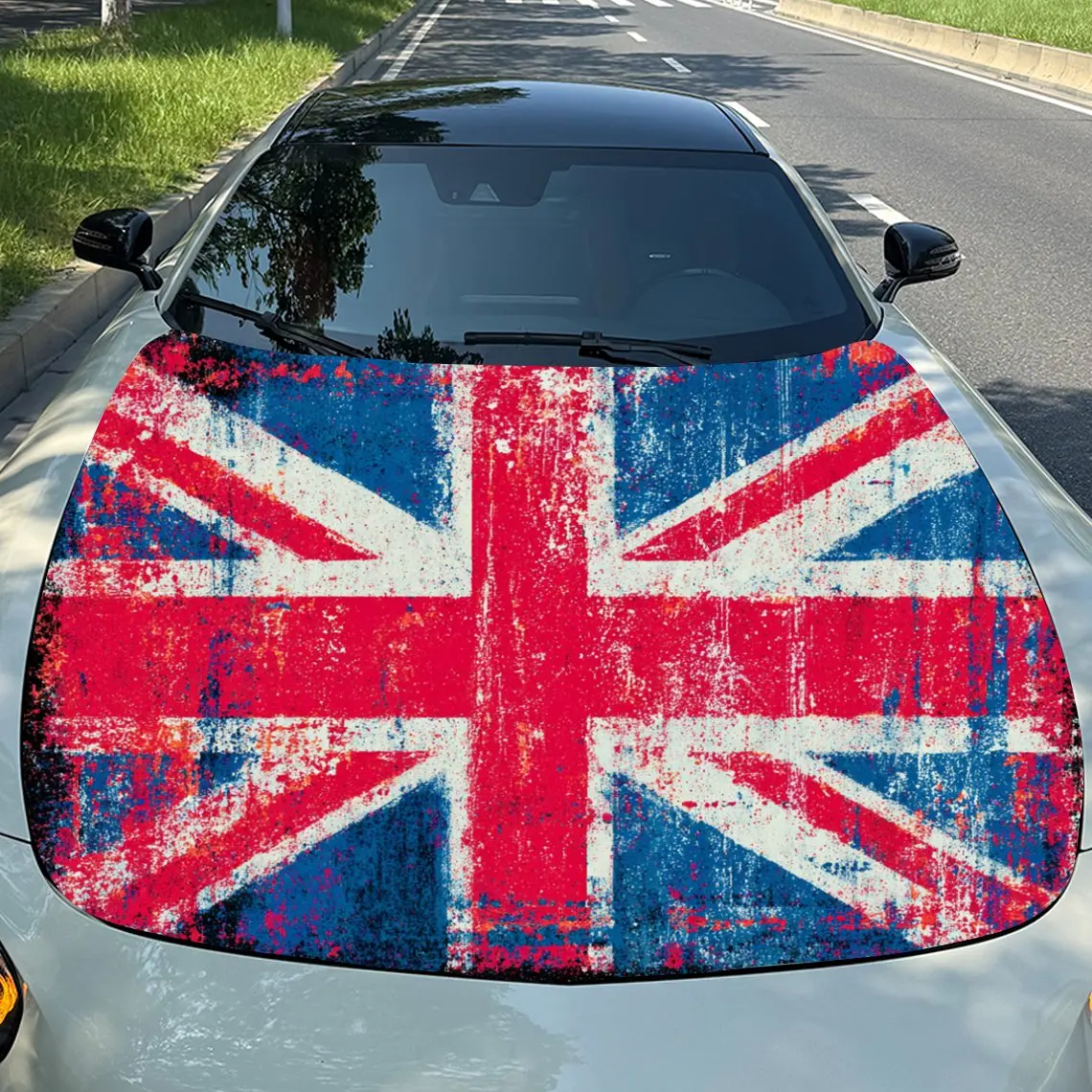 

Union Jack Car Hood - Waterproof PVC Wrap, Self-Adhesive, Scratch-Resistant, Ideal For Cars, SUVs, Trucks - Perfect Gift For Veh