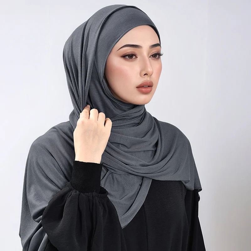 2/Pcs Solid Modal Hijab With Full Cover Cap Undercap For Muslim Woman Hijabs Ramadan Headscarf Islam Turban Femme Bandana Set