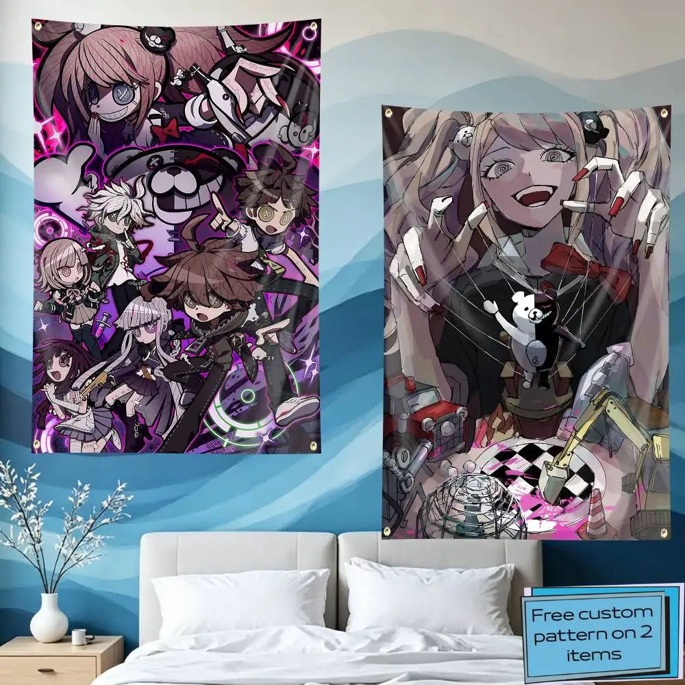 Monokuma Game D-Danganronpa Flag Tapestry Banner for Bedroom Living Room Outdoor Camping Custom