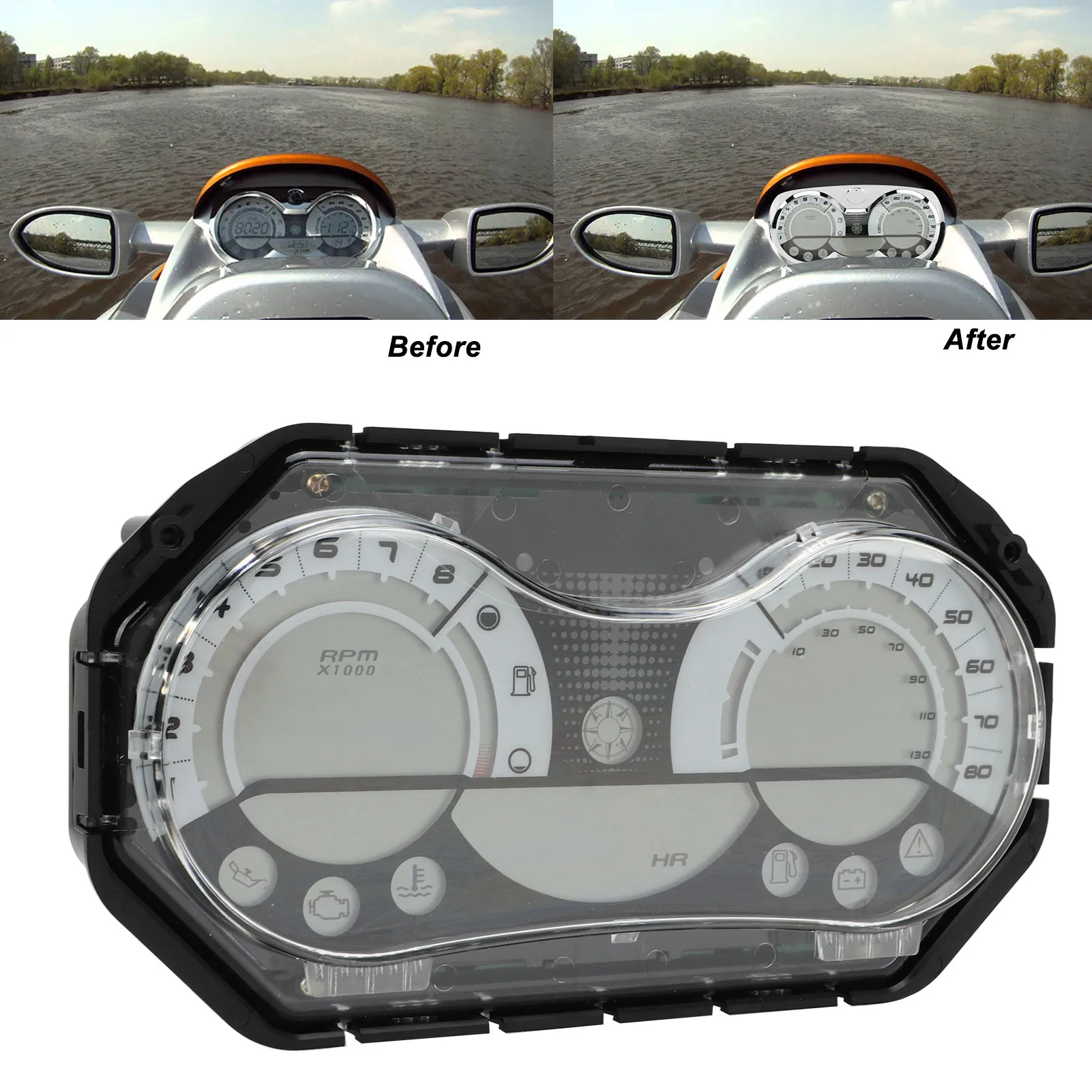 LCD عداد السرعة مقياس العنقودية 278002328 قارب أداة قياس استبدال ل Sea-Doo RXP RXT ويك عداد السرعة #6