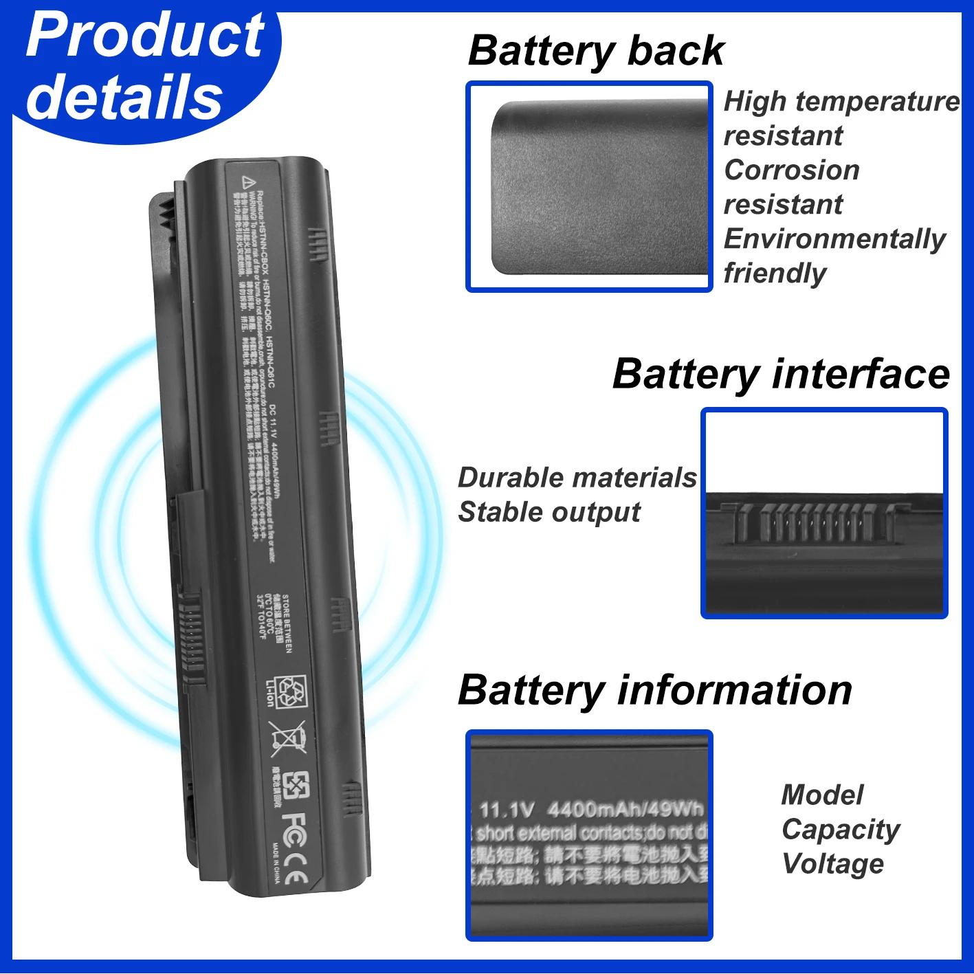11.1V CQ42 MU06 MU09 Laptop Battery For HP Spare 593553-001 593554-001 Pavilion DM4 G4 G6 G7 DV3-4000 DV5-2000 DV6-3000 DV7-6000