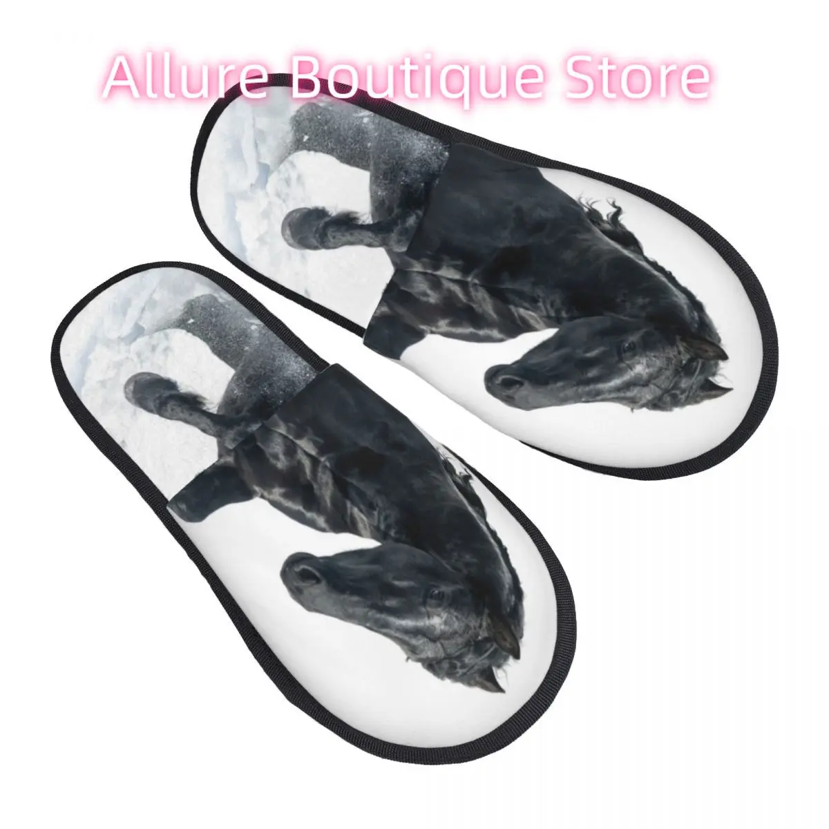 

Элегантные домашние тапочки из пены с эффектом памяти на заказ, женские уютные теплые нескользящие тапочки для влюбленных лошадей