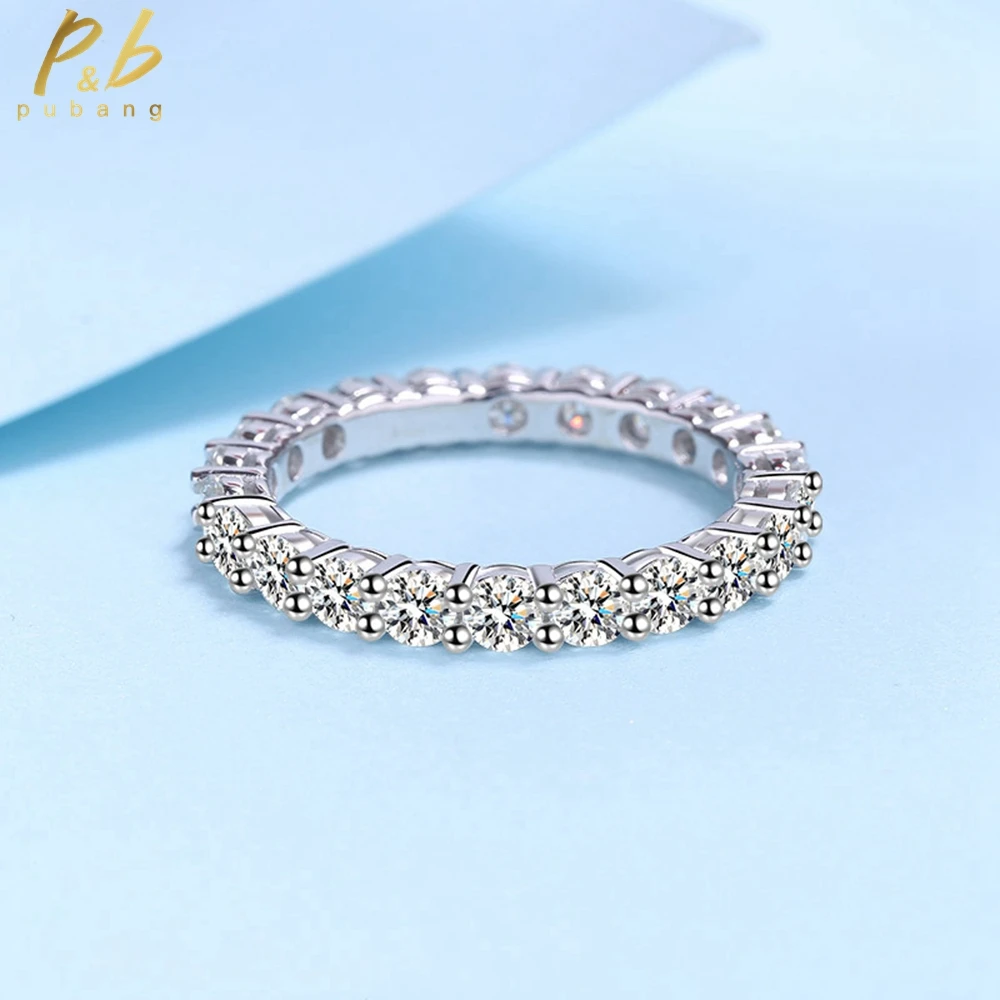 

PuBang Fine Jewelry Real 925 Sterling Silver Full GRA Moissanite Diamond Row Ring for Women Anniversary Party Gift Free Shipping