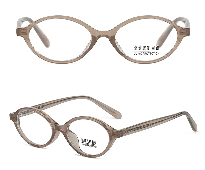 Kachawoo Kleine ovale Brille mit Blaulichtfilter, TR90-Acetat, Retro-Brillengestell für Herren und Damen, Unisex, europäischer Stil, Blaugrau – Detail 8