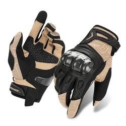 Leather Motorcycle Gloves Waterproof Touch Screen Full Finger Gloves Protective Anti-fall Carbon Fibre Non-slip Riding Gloves