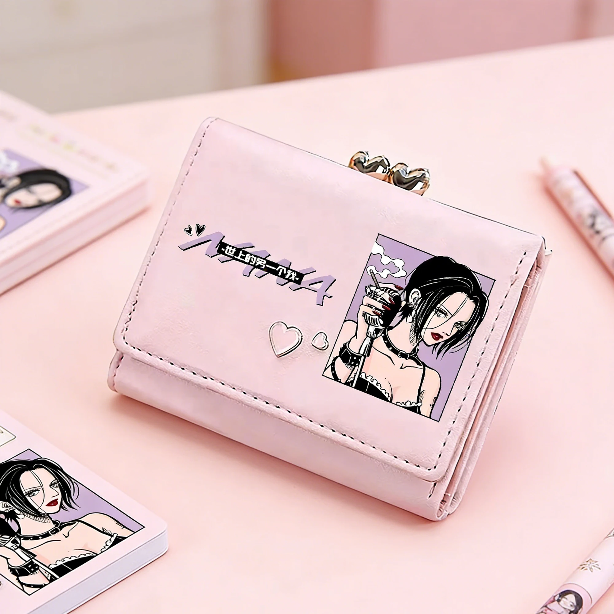 nana様用 ＆カードケース NANA Anime Coins Purses Girls Pink ID Card Holder Cute Short