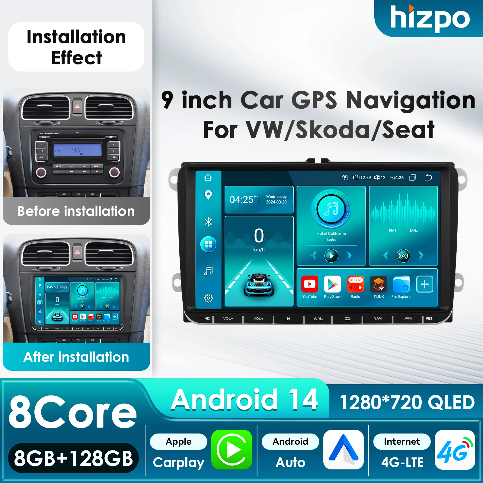 9'' 7862 Intelligent Screen Android Car Radio Multimedia Video Player for VW Passat B6 T5 B7 B8 Golf 5 6 Caddy POLO T5 Touran