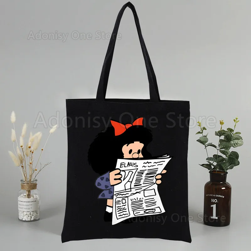 Mafalda-Mini Tecido Coin Purse para Feminino, pequeno saco de embreagem, bonito caso chave de lona coreano