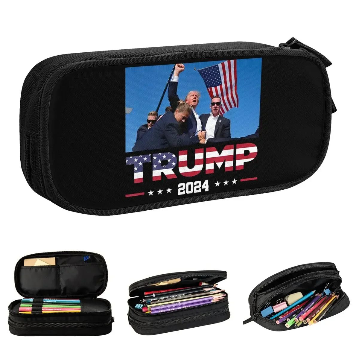 Donald Trump Survived Shot At Election Rally Pencil Cases cases Pen for Girl Boy Large  Bags School Supplies Gift