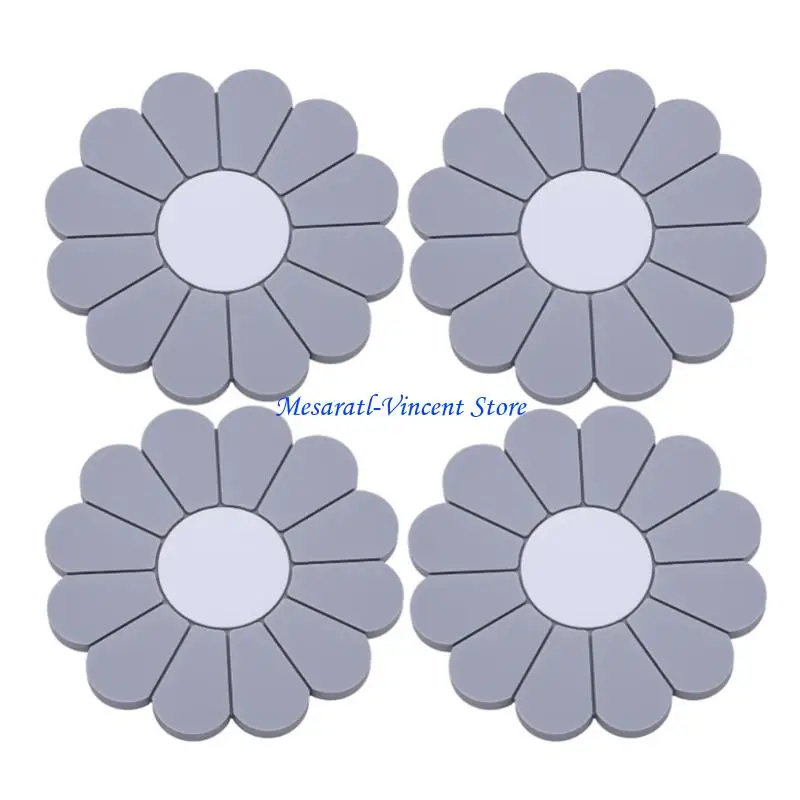 A70F Adorable Flower Auto Cup Holder Insert Nonslip PVC Coasters For Car Truck And SUV Safe Driving Daily Commute 4Pcs