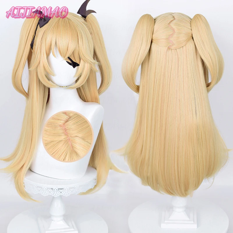 Nuovo! Parrucca Cosplay fiscl parrucca fiscl lunga 65cm capelli dorati parrucche sintetiche resistenti al calore per feste Cosplay Anime