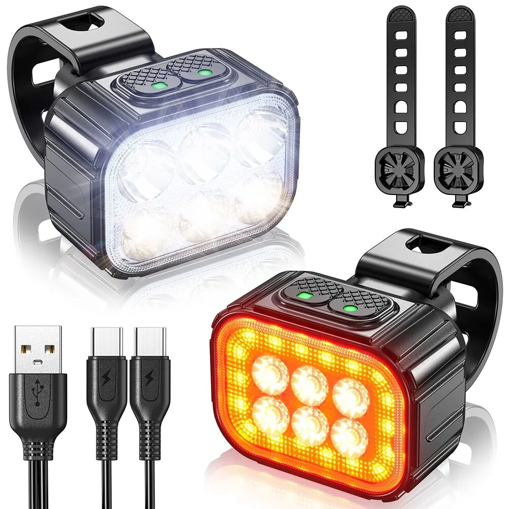 Zestaw świateł rowerowych Q6 Lampa rowerowa LED z przodu z tyłu USB do ładowania MTB Podświetlenia do roweru