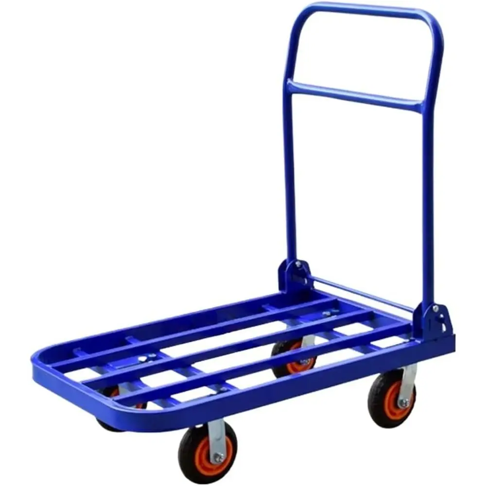 

Portable Metal Platform Truck with Wheels for Warehouse and Home Office Use
