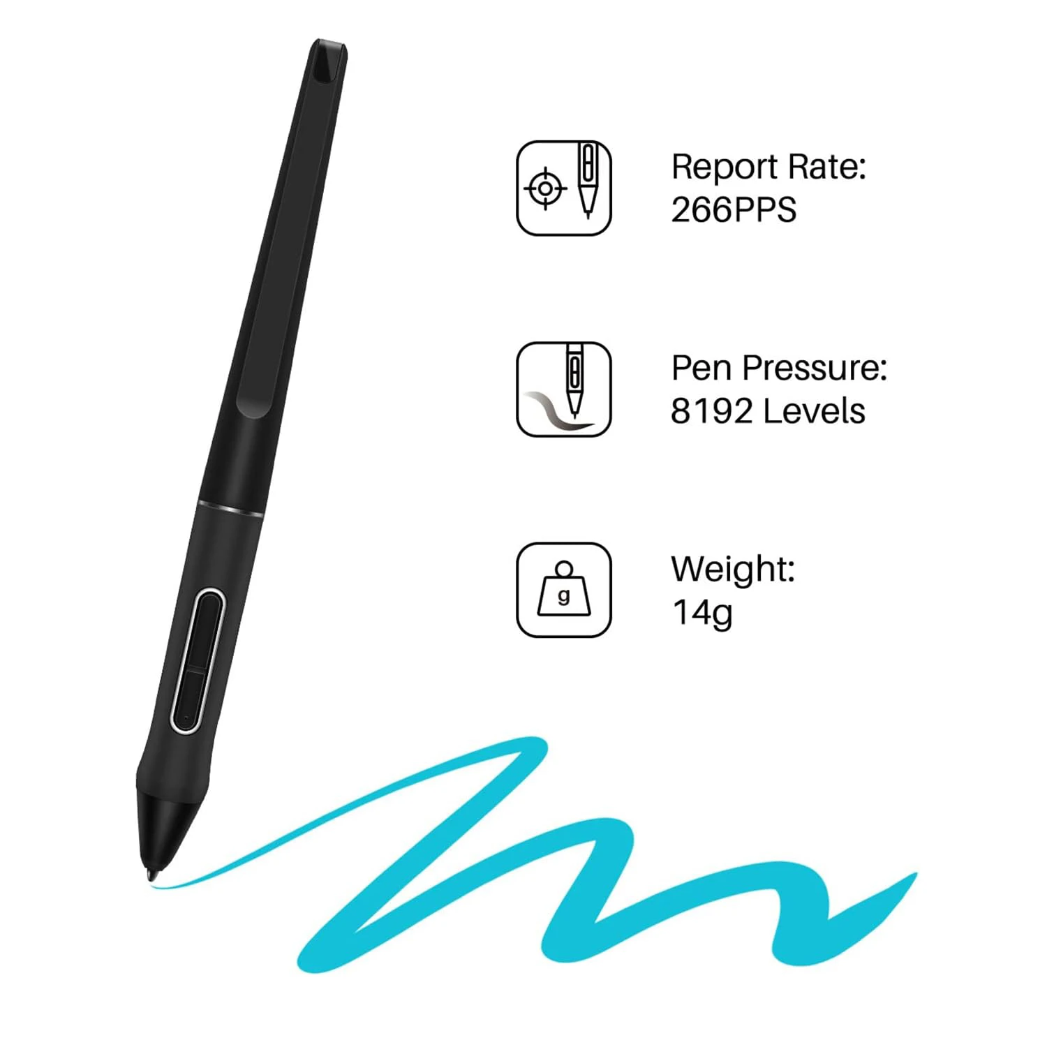 PW517 Digital 8192 Pressure Stylus Pen and 10PCS Nibs For Huion Drawing Monitor Battery-Free