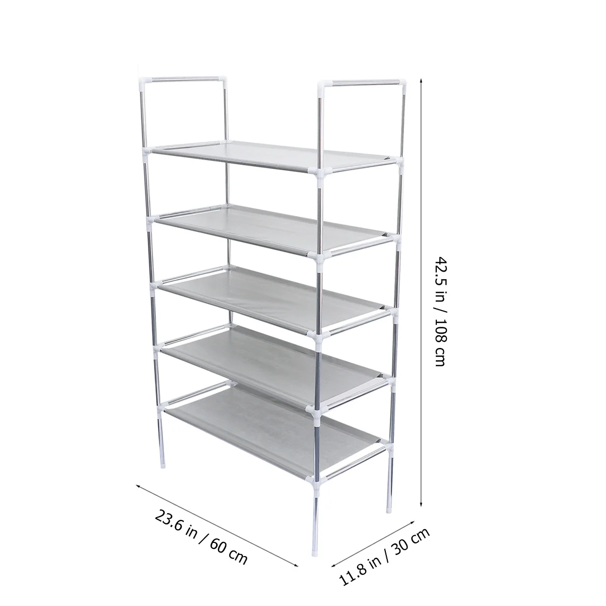 

1Pcs Metal Shoe Shelf Iron Rack Multilayer Household Organizer Five-Tier Handle Light Grey Home Shoe Cabinet